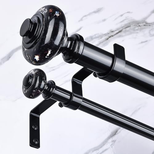 Wolistsa Black Double Curtain Rods for Windows 36 to 72