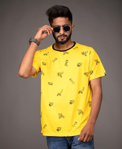 Image of WANDERLOOMS Men Tshirt Front & Back Graphic Printed Full Print Tshirt for Men Round Neck Half Sleeve T-Shirt