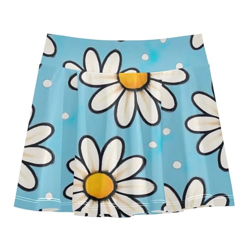 Athletic Shorts for Girls Skorts Toddler Tennis Skirts Running Butterfly Skirt White Daisies Light Blue 3t