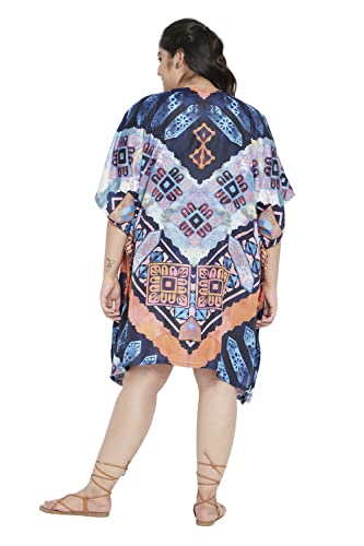 Image of Oussum Short Caftans for Women Plus Size Kaftan Tunic Tops Polyester Summer Beach Clothing Mini Cover Ups Dress for Ladies