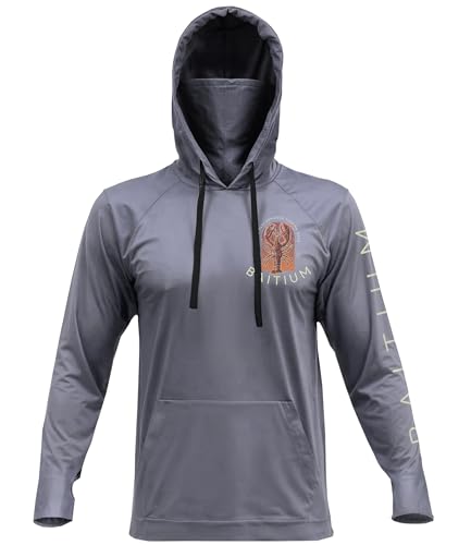 fishing shirts for men,upf50 hooded long sleeve with gaiter, sun protection dry fit apparel, cooling moisture wicking with face mask, fishing clothes for men- unisex lobster (medium, grey)