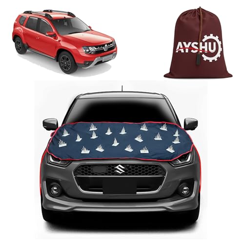 Image of AYSHU Dustproof Car Protection with Spikes for Dogs Compatible with Renault Duster | Anti-Scratch Bonnet Guard | Heavy Duty Waterproof & UV Resistant Car Body Cover, Black