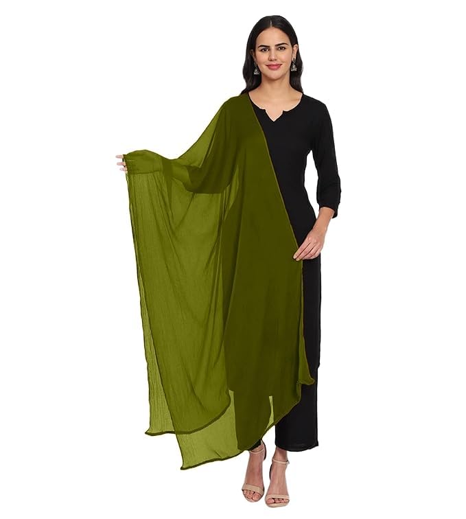 Women's 100% Nazmin Chiffon Casual Dupatta 2.25mtr Pompop Lace | Nazneen Chiffon | Lightweight for Everyday | Ideal for Festivals, Parties, Traditional Outfits (2)-image-40