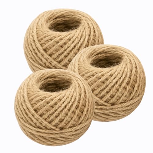 3x Jute Twine string Garden Twine Jute Rope for Decoration Garden DIY Crafts Gift Wrapping Bundling Packing Floristry (40M x 3) 120M /393 Feet (pack of 3)