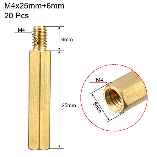 Uxcell A13010800UX0392 M4X25Mm+6Mm Male-Female Brass Hex Pcb Motherboard Spacer Standoff thumb #1