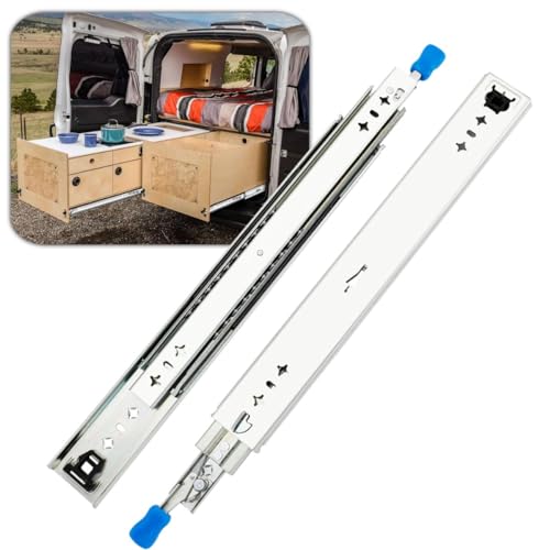 Wytrzymałe prowadnice szuflad z pełnym wysuwem, mocowane z boku, do kuchni, biura, kampera 250, 1500 mm (10” 60”) – Gładka i łatwa instalacja