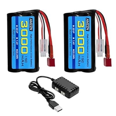 ZYGY 2PCS 7.4V 3000mah 15C 2S Li-ion batterij met T-stekker met