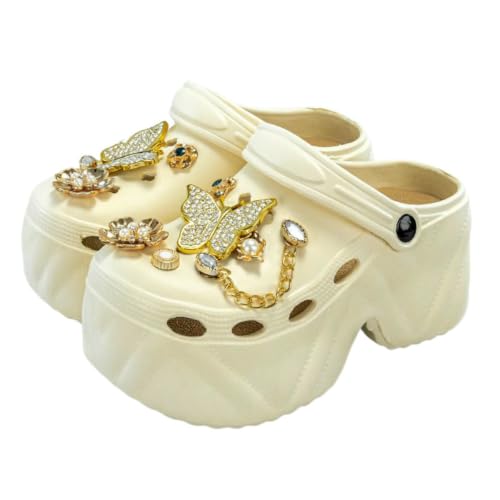 Sabots sandales dorées papillon de qualité avec bout fermé chic