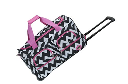 Rockland Rolling Duffel Bag, Pink Chevron