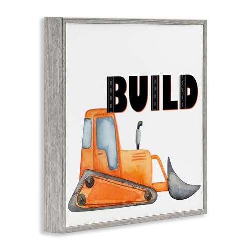 Bulldozer Orange Stupell Industries cadre mural résistant pour chambre garçon - 4