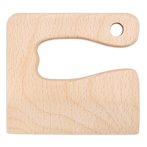 wunderwunsch® - Personalisiertes Montessori Kinder Messer mit Gravur - Sicheres Holz Baby Besteck mit abgerundeten Kanten - Geburtstag Baby Geschenk (ohne Name)