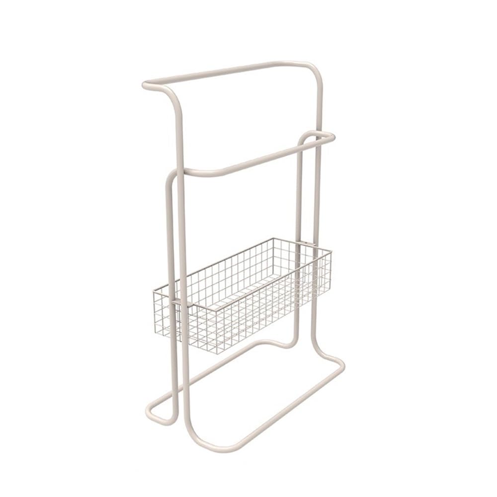 towel rail Floor Towel Rack Bathroom Storage Punch-free(Cream White)