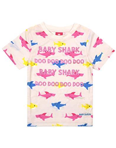 Baby Shark Girls T-Shirt Glitter Alle über Druck rosa Top 3-4 Jahre Cover