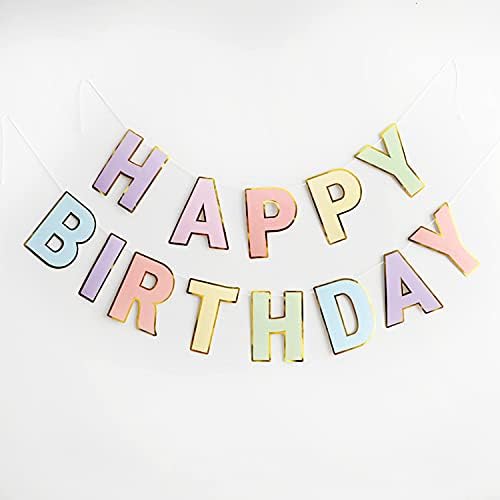 ebabyland Happy Birthday Banner Pastel - Macaron Colorful Letters Banner for Kids Baby Adults Boys Girls birthday decorations party supplies.