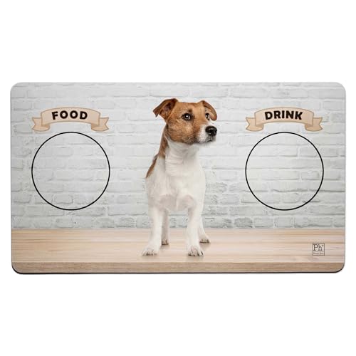 La Zerbineria - Tappeto MAGIC - Tappeto Ciotole - Lavabile in Lavatrice - Antiscivolo - Made in Italy - Mod. Jack Russel - cm. 68x39 (Broken)