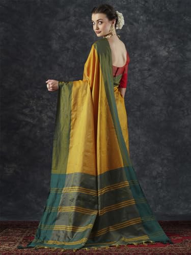 Image of AKHILAM Women's Aura Silk Solid Saree With Unstitched Blouse Piece(16AURA1601 PF Parent)