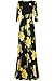 Bon Rosy Women's Silky and Stretchy 3/4 Sleeve Deep V-Neck Floral Printed Maxi Faux Wrap Dress Black S