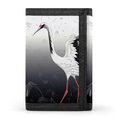 Japanese Crane Trifold Wallet for Men - Money Clip Slim Wallets with Multiple Card Slots Minimalist Small Front Pocket Wallet for Everyday Carry