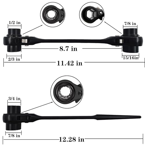 Image of 2PC Reversible Ratcheting Wrench Set,Including1 /2,2 /3 inch,3 /4 inch,7 /8 inch,15 /16 inch,14x17mm,19x22mm,19x24mm,Two models of Hexagonal Ratchet Wrench and 12 Pointed Ratchet Wrench
