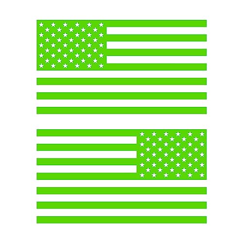 Image of American US Flag [Pick Color /Size] Vinyl Decal Sticker for Laptop /Car /Truck /Window /Bumper (18in Subdued Pair, Matte Lime Green)