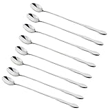 Zicome 10-1/2 Inch Long Handle Stirring Mixing Spoon for Cocktail Ice Coffee Tea Drinks, Stainless Steel, Set of 8