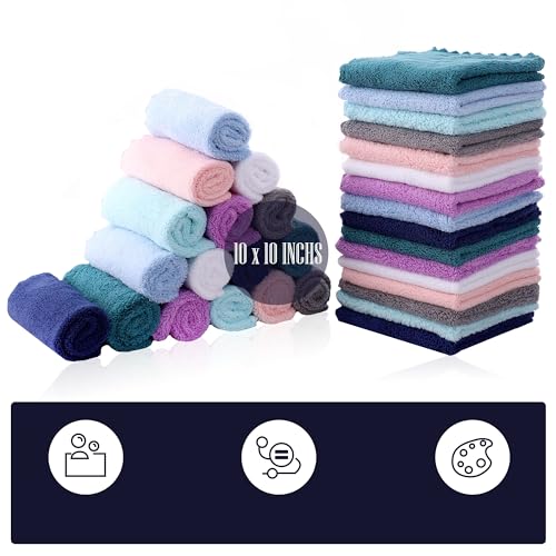 Image of 32 Pack Baby Washcloths - 10x10 Inch, Microfiber Baby Towel - Absorbent and Soft Baby Wash Clothes for Newborns, Infants and Toddlers - Quick Dry Baby Boys and Girls face Towel - Multicolor