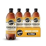 Remedy Kombucha Tea - Ginger Lemon - Sparkling Live Cultured Drink - Naturally Sugar Free Soft Drink - Probiotic Drink for Gut Health - 6x700ml