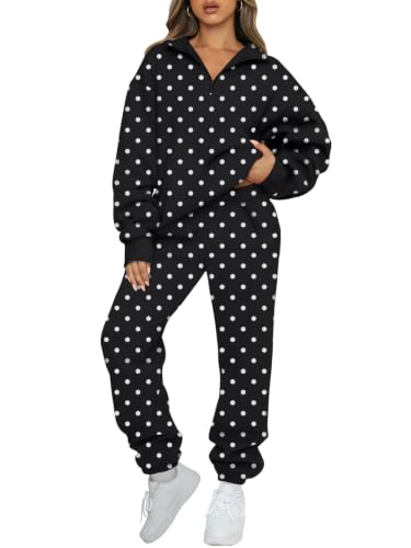 Image of AUTOMET Women's Sweatsuits 2 Piece Outfits Lounge Sets | Cozy Airport Outfits,Casual Sweat Sets for Fall and Winter,Half Zip Pullover and Baggy Sweatpants with Pockets