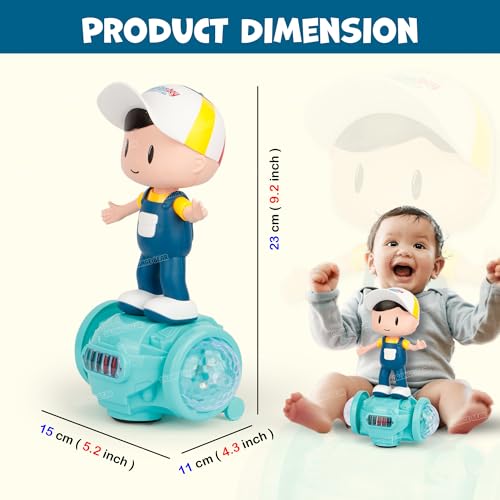 Image of Orange Bear Musical Dancing Boy Doll Toy for Kids (1 Year Warranty) - Light & Sound Activity Toy for Toddlers | 360 Rotating Bump & Go Action Toy for Boys & Girls | Educational Crawling Toy