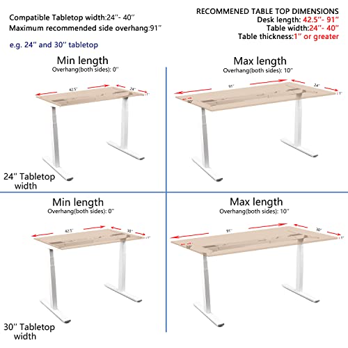 Image of VJ201-S3 Electric Height Adjustable Sitting Standing Desk Frame Only /Sit Stand - Dual Motors 3 Segment Motorized Desk Base Only,White