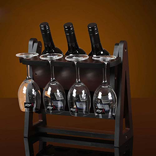Soporte para vino de madera 3 botellas y 4 copas miniatura 2