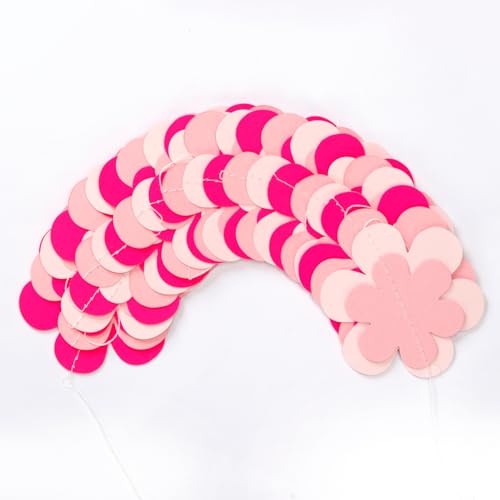 Image of Pink Party-Decorations Streamers-Garland - 52ft Flower Hanging Paper Banner, Birthday Baby Bridal Shower Bachelorette Wedding Decor Hugfond