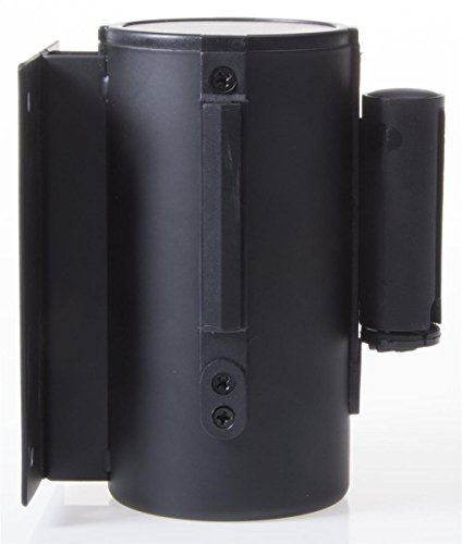 Set Of Two - Retractable Belt Barrier For Wall Mount With 7 Foot 2 Inch Long Black Nylon Belt, Steel (Black) #TOP28