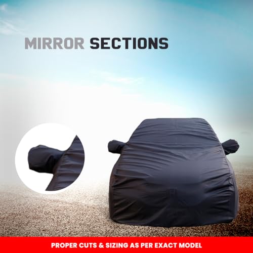 Image of Autofact Waterproof Car Body Cover Compatible with Mahindra Xuv 700 (2022) with Mirror Pockets, 4 x 4 American Matty, Long Lasting Strong Durable Material, Grey Color