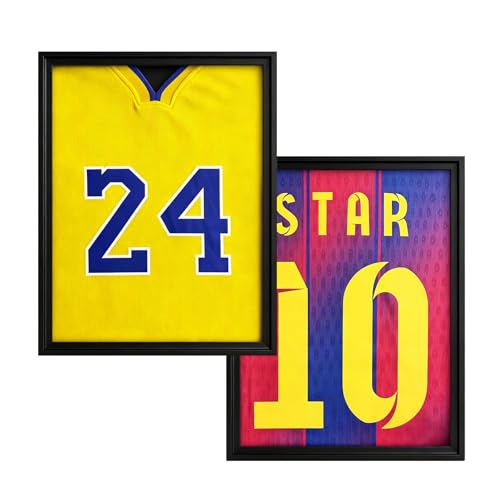 trlry 2 Pack Jersey Frame Display Case Pine Wood Jersey Shadow Box