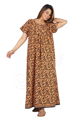Image of Kuruti B Sheets Nighty for Women Cotton Combo (Pack of 2 Pcs) Nighty Gown Round Neck Short Sleeves Free Size