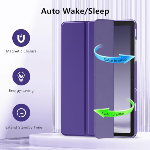 Image of MoKo Trifold Case for Galaxy Tab A9 Plus /A9+ 11 Inch 2023, Deep Purple | Slim Stand Hard PC Translucent Back Shell Smart Cover, Auto Sleep /Wake, Light, Anti-scratch, 2 Adjustable Angle