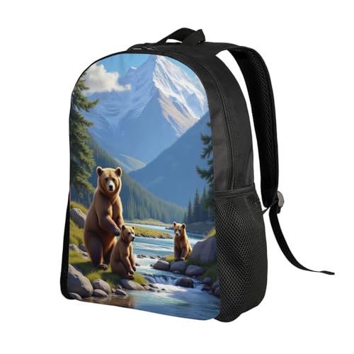 Comfort Fit Unisex Grizzly Bears Forest Mountains Backpack Durable for Daily Commute Travel Adventures 16 Inch2