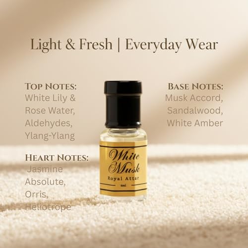 Image of White Musk Attar 100% Pure & Original | Long-Lasting, Light Fragrance | Alcohol-Free Perfume Oil for Men & Women | Ideal for Everyday Use - 6ml