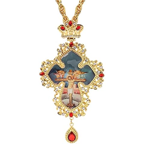 BOMJJOR Diamond Cross Pendant Necklace Jewelry Gold Long Chain Large Necklace Easter Cover