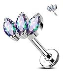 Agrewd Helix Stecker Ohrringe G23 Titan Tragus Piercing Schmuck 16G Forward Helix Kcartílago Ohrringe Stecker Conch Labret Lippenpiercing Flacher Rücken Medusa Piercing 8mm für Frauen, 16G8MM, Titanio