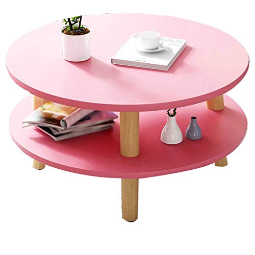 GWW Perfect Furniture Double Storey Shelf, Solid Wood Table Legs Coffe