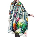 Vortithora 190 x 68 cm Labor-Artikel, warmer Winterschal für Damen, mit Quasten-Fransen, einseitig bedruckt, gemütlicher Deckenschal für kaltes Wetter