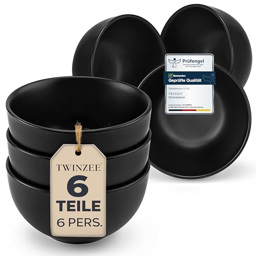 Steingut Müslischalen Set für 6 Personen - 6-teiliges Schüssel Set...