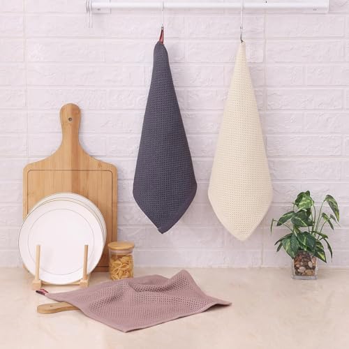 Image of 100% Cotton Kitchen Dish Cloths, 6 Pack Waffle Weave Ultra Soft Absorbent Dish Towels for Drying Dishes Quick Drying Kitchen Towels Dish Rags, 13.4 X 13.4 Inches (Multicolor, Pack of 6)
