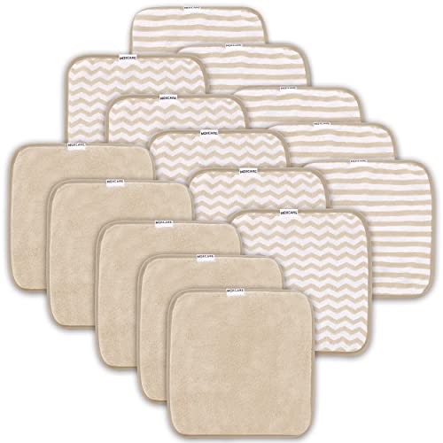 Image of MOIICARE 15 Pack Baby Washcloths - Super Soft Absorbent Wash Cloths for Boy and Girl, Newborn Essentials Baby Clothes, Gentle on Sensitive Skin for Face and Body, 10" by 10", Brown