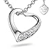 Herzkette Halskette Damen Silber 925 | Frauen Kette mit Anhänger Herzanhänger | Echte Herz Silberkette mit Zirkonia | Geschenk Freundin + Gravur *Ich Liebe Dich* | Silber-Schmuck Valentinstag