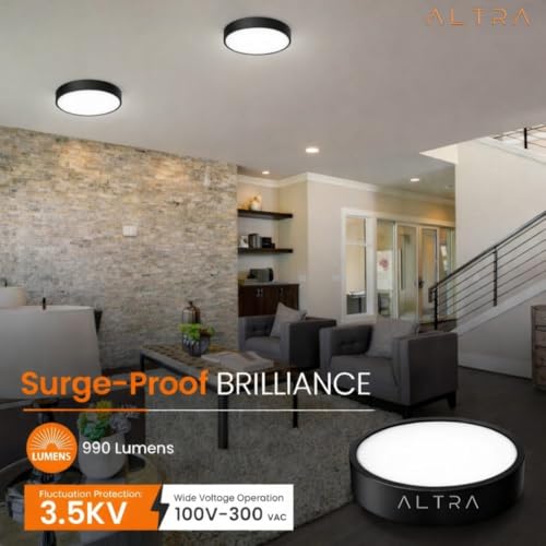 Image of 12W Rimless LED Surface Panel Light | Wide Voltage Operation | 3 in 1 Light | Polycarbonate Body | Black Finish | for Living Room, Office, Showroom Roof - Pack of 10