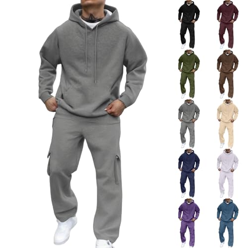 Track Suits Mens 2 Piece Set Sweatsuits Fleece Hoodie and Sweatpants Workout Gym Jogging Sweat Suits Lounge Outfit