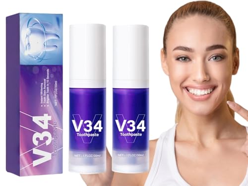 Blanqueador Dental,2pcs 30ml Purple Blanqueador Dental,Blanqueamientos Dental Pasta de Dientes Morada,Blanqueador Dentals Pasta Blanqueadoras Dientes